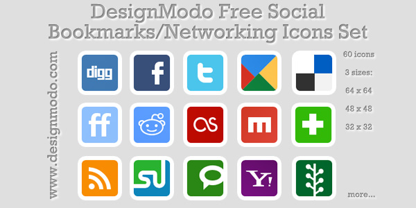 Free Social Bookmarks/Networking Icons Set