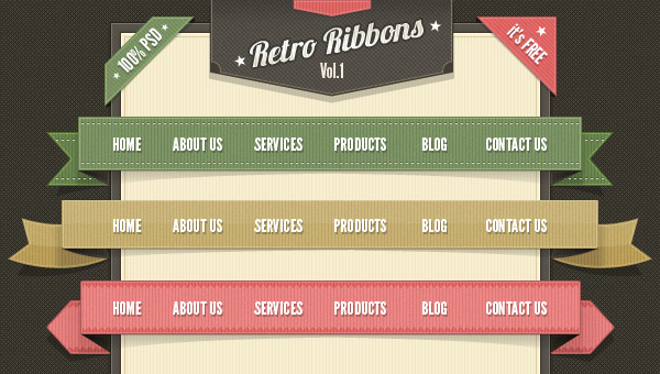 Retro Web Ribbons Vintage Pack