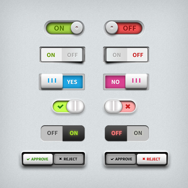 Toggle switches - Download Free PSD and HTML