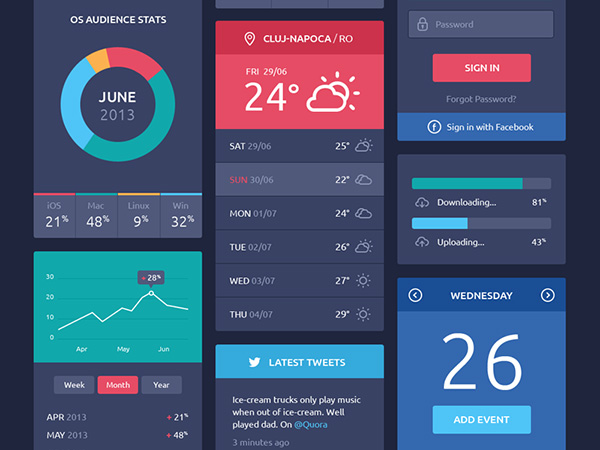 Flat Design UI Components