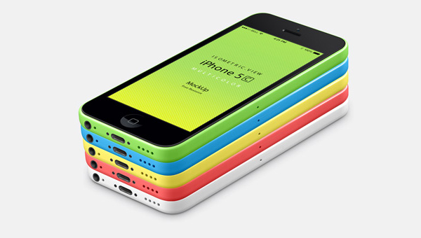 Perspective iPhone 5C Psd Vector Mockup