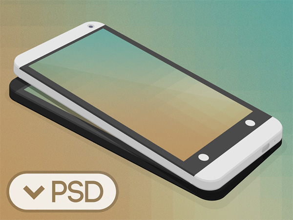 Flat HTC One 3D Mockup