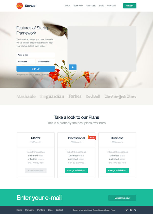 Slick Startup Website Template